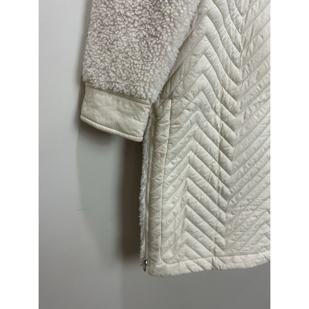 ATHLETA Cozy Day Hybrid Coat Sherpa Size Large Chantilly Cream - Picture 7 of 13